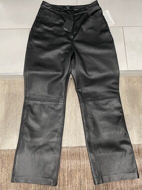 Muubaa Black Genuine  Leather Pants with Branded Tag